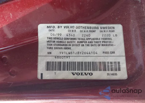 2000 Volvo V70 Se from USA, damaged, VIN YV1LW61J8Y2644104